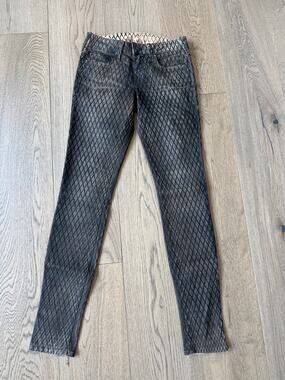 True Religion Halle Skinny Snake Print Jeans Size 24 Made USA